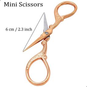 img 2 attached to 🌸 SIXQJZML Vintage Rose Gold Scissors: Small Embroidery & Sewing Tool for Office, Kids, and Bulk Packs - Antique Style Cutter for Cross Stitch (Mini 3.6" x 1.77")