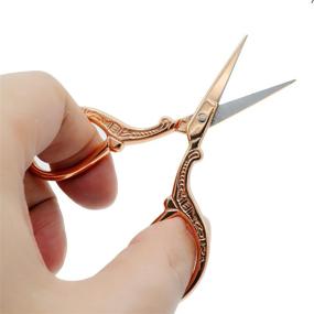 img 1 attached to 🌸 SIXQJZML Vintage Rose Gold Scissors: Small Embroidery & Sewing Tool for Office, Kids, and Bulk Packs - Antique Style Cutter for Cross Stitch (Mini 3.6" x 1.77")