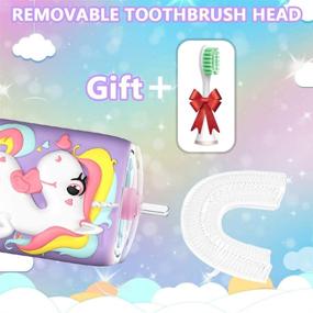 img 1 attached to 🦷 Ultrasonic Autobrush Kids Toothbrush: Electric U-Shaped Design with 2 Brush Heads, 6 Cleaning Modes, Cartoon Modeling - Perfect Birthday Gift (Purple)