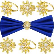 🎄 exquisite patelai snowflake napkin rings christmas set – elegant pearl buckle holders for xmas, weddings, thanksgiving dinner (12, gold) logo