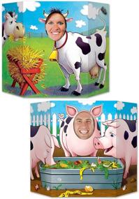 img 1 attached to 🐄 Barnyard Friends Farm Theme Photo Booth Prop – Western Birthday Party Supplies – Wall Backdrop, 3.10ft x 2.08ft, Multicolor