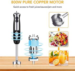 img 2 attached to Acekool 800W Immersion Hand Blender - 12 Speed Stainless Steel Stick Blender with Turbo Mode - BPA-Free 600ML Beaker - Milk Frother and Egg Whisk - Ideal for Pureeing Infant Food, Creating Smoothies, Sauces, and Soups