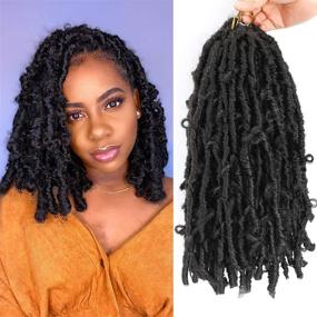 img 4 attached to 🦋 6 Packs of Butterfly Locs Crochet Hair - 12 Inch Pre-looped Distressed Locs Crochet Braids - Pre-twisted Short Faux Locs Crochet Hair in 1B# Shade