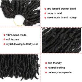 img 1 attached to 🦋 6 Packs of Butterfly Locs Crochet Hair - 12 Inch Pre-looped Distressed Locs Crochet Braids - Pre-twisted Short Faux Locs Crochet Hair in 1B# Shade