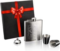 🥃 onebom hip flask 7oz: engraved flask set with funnel & shot glass - fda 304 stainless steel, leak proof & portable - ideal gift for wine lovers (stainless steel) logo