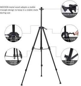 img 2 attached to Asenlin Aluminum Tripod Display Easel with Bag - Stable Triangular Design for Painting & Displaying – Table-Top/Floor Dual-Purpose – Holds Canvas up to 32-inches