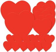 ❤️ beistle valentine's day decorations: printed cardstock paper heart cut outs in red - set of 20, 4", 8.5", and 12 logo