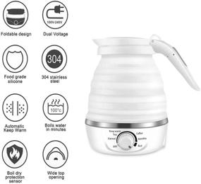 img 1 attached to 🧳 Travel Kettle: Collapsible & Foldable Design, Temperature Control, Food Grade Silicone, Electric Boiling Water, Boil Dry Protection, 0.6L 100/120V US Plug