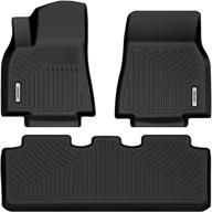 🚗 oedro floor mats 2020-2021 tesla model y - front & rear full set liner, black tpe all weather guard logo