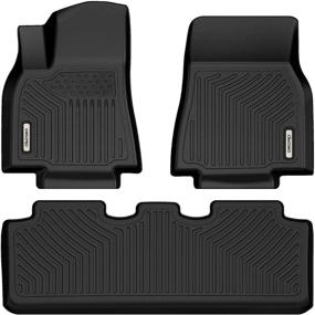 img 4 attached to 🚗 oEdRo Floor Mats 2020-2021 Tesla Model Y - Front & Rear Full Set Liner, Black TPE All Weather Guard