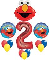 🎈 anagram elmo sesame street #2 2nd second birthday party balloon set - mylar & latex supplies логотип