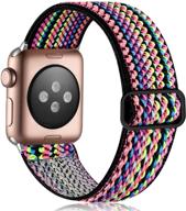 🌈 полосатый ремешок vcegari для apple watch - дышащий мягкий нейлоновый ремешок для iwatch 40 мм серий 6 5 4 3 2 1 - совместим с 38 мм, 42 мм, 44 мм - растяжимый и стильный логотип