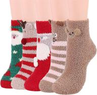 🧦 warm and cozy women's fuzzy socks | soft fluffy winter gifts for sports & outdoor activities | stylish athletic socks for christmas logo