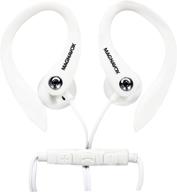 magnavox mhp4854-wh earhook earbuds with microphone in white - extra value comfort stereo earbuds logo