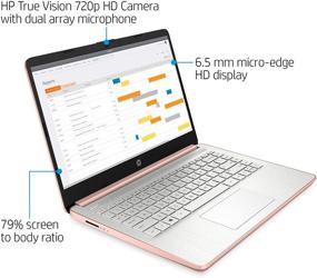 img 2 attached to 💻 HP 14 Inch Ultra Light Laptop - 2021 Newest Model, Intel N4020 Processor (Up to 2.8GHz), 8GB RAM, 128GB Storage (64GB eMMC + 64GB Micro SD), 1 Year Office 365, Webcam, HDMI, WiFi, USB-A&C, Google Classroom or Zoom Compatible