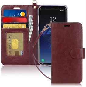 img 4 attached to 📱 FYY Wallet Phone Case for Samsung Galaxy S8 Plus: Kickstand Feature, Luxury PU Leather Flip Protective Cover with Card Holder and Wrist Strap - Dark Brown