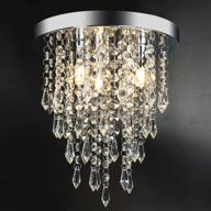 💎 elegant modern crystal flushmount chandelier fixture - 3 lights, h10.4" x w9.8", crystal ceiling lamp for bedroom, hallway, bar, living room, dining room - chrome finish (g9 base) логотип