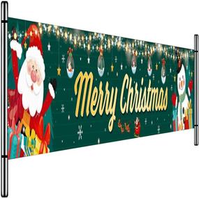 img 1 attached to Merry Christmas Banner, Xmas Hanging Sign | Christmas Decorations Large Xmas Yard Banners with Hanging Rope | Christmas Party Decoration Supplies