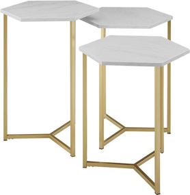 img 3 attached to WE Furniture AZF16HEX3WM Nesting Tables Furniture in Living Room Furniture