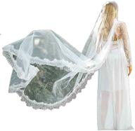 💍 yalice women's vintage lace bridal veil: elegant 1 tier long cathedral length, soft tulle hair accessory for wedding logo