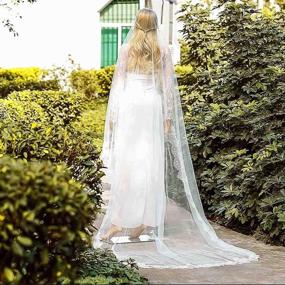 img 2 attached to 💍 Yalice Women's Vintage Lace Bridal Veil: Elegant 1 Tier Long Cathedral Length, Soft Tulle Hair Accessory for Wedding