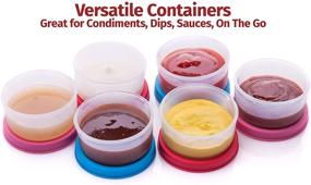 img 3 attached to 🥣 6-Pack of 1.3 oz Condiment Cups with Lids - Small Salad Dressing Containers for On-the-Go Food Storage - Leak-proof Sauce Cups, Reusable Plastic, BPA-Free - Ideal for Lunch Box, Picnic, and Travel