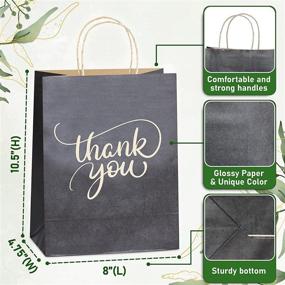 img 3 attached to 🛍️ 50 Pcs Black Paper Bags With Handles Bulk - Medium Size 8x4.75x10 - Kraft Thank You Gift Bags for Small Business, Shopping, Wedding, Party
