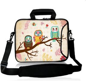 img 4 attached to 🦉 icolor Laptop Bag Case Sleeve - 15" & 14.1" 14.2" 15.6" Inch Neoprene, Shoulder Messenger Bag, Notebook Computer Dual Zipper Case Cover Pouch, Holder Pocket-OWL