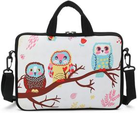 img 1 attached to 🦉 icolor Laptop Bag Case Sleeve - 15" & 14.1" 14.2" 15.6" Inch Neoprene, Shoulder Messenger Bag, Notebook Computer Dual Zipper Case Cover Pouch, Holder Pocket-OWL