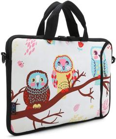 img 2 attached to 🦉 icolor Laptop Bag Case Sleeve - 15" & 14.1" 14.2" 15.6" Inch Neoprene, Shoulder Messenger Bag, Notebook Computer Dual Zipper Case Cover Pouch, Holder Pocket-OWL