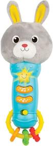 img 4 attached to 🎤интерактивная детская музыкальная игрушка в виде микрофона с мягким кроликом на вершине - светится, трещит и легко нажимаемые кнопки - забавные звуковые эффекты, звуки животных и музыка - отличная игрушка для детей от 6 месяцев+