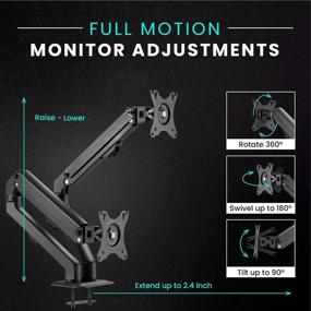 img 3 attached to 🖥️ Dual Monitor Stand for 17''-27'' inch Monitors, Swivel VESA Mount, Adjustable Dual Monitor Arm, Supports 4.4-15.4 lbs Each Arm