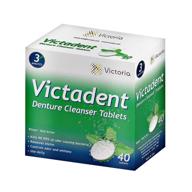 💥 victadent denture, retainer & mouth guard cleanser tablets - powerful and fast-acting effervescent cleaning tablets for dental appliances - 40 tablets - usa formulated logo