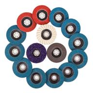 🛠️ multifunctional flap disc and grinding polishing disc set - 15pcs, 4.5" x 7/8", assorted grits (40/60/80/120), with flap sanding, strip, nylon, and felt polishing disc for angle grinder logo