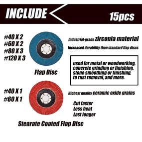 img 2 attached to 🛠️ Multifunctional Flap Disc and Grinding Polishing Disc Set - 15pcs, 4.5" x 7/8", Assorted Grits (40/60/80/120), with Flap Sanding, Strip, Nylon, and Felt Polishing Disc for Angle Grinder