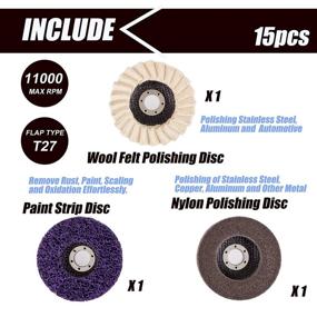 img 1 attached to 🛠️ Multifunctional Flap Disc and Grinding Polishing Disc Set - 15pcs, 4.5" x 7/8", Assorted Grits (40/60/80/120), with Flap Sanding, Strip, Nylon, and Felt Polishing Disc for Angle Grinder