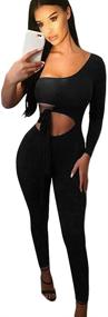 img 2 attached to BEAGIMEG Womens Shoulder Bodycon Jumpsuit - Trendy Women's Clothing for Jumpsuits, Rompers & Overalls