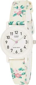 img 4 attached to 🌸 Женские часы Casio Floral White с аналоговым циферблатом LQ-139LB-7B2 со стразами из кожи и ткани