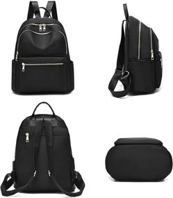 img 1 attached to Stylish Women's Nylon Travel Backpack Purse - Black Small School Bag