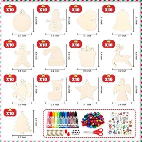 img 3 attached to 🎄 360 PCS Wooden Christmas Ornament Kit - DIY Crafts for Kids and Adults, Shuttle Art 130 Unfinished Wood Slices with 13 Styles, 130 Jute Twine, 12 Colors Washable Markers, 50 Bells - Ideal for Festive Decorations