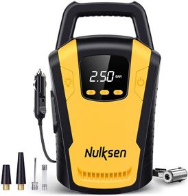 img 4 attached to 🚗 Nulksen Portable Air Compressor, 12V DC Tire Pump with Digital Pressure Gauge, LED Light – Electric Air Pump for Car Tires, Bicycles, Inflatables