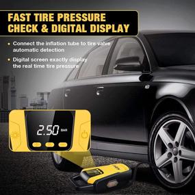 img 1 attached to 🚗 Nulksen Portable Air Compressor, 12V DC Tire Pump with Digital Pressure Gauge, LED Light – Electric Air Pump for Car Tires, Bicycles, Inflatables