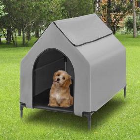 img 3 attached to 🐶 Fit Choice Elevated Dog House: Premium Breathable 600D PVC Medium Dog House with Textilene Bed & Window, Ventilated & Portable - Max Weight 55 lbs