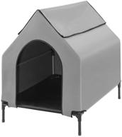 🐶 fit choice elevated dog house: premium breathable 600d pvc medium dog house with textilene bed & window, ventilated & portable - max weight 55 lbs logo