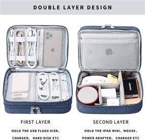 img 2 attached to 🔌 Ultimate Travel Cable Organizer Bag - Double Layer Electronic Accessories Case for Cords, Chargers, Phone, SD Cards, and Personal Items - Dark Blue