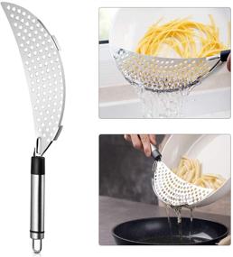 img 3 attached to BESTonZON Stainless Steel Crescent Pot Strainer: Premium Pasta Fry Drainer for Noodles, Fruits, Veggies & More