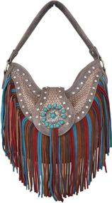 img 3 attached to 👜 Rustic Fringed Concealed Carry Purse Handbag with Western-style Tooling - Shoulder Bag and Wallet Set for Women