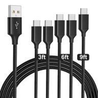 lyare usb c cable 5-pack (3+3+6+6+10 feet) - 3a fast charging cable usb to usb c charging cable usb a to usb c 40w 5v type c - black nylon braided for ipad pro, macbook pro 2020, samsung galaxy s20 s10 s9 logo