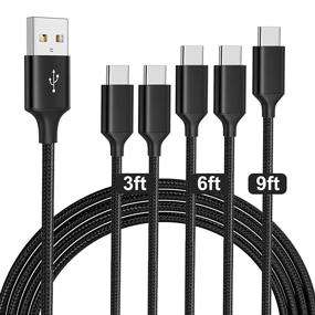 img 4 attached to Lyare USB C Cable 5-Pack (3+3+6+6+10 Feet) - 3A Fast Charging Cable USB to USB C Charging Cable USB A to USB C 40W 5V Type C - Black Nylon Braided for iPad Pro, MacBook Pro 2020, Samsung Galaxy S20 S10 S9