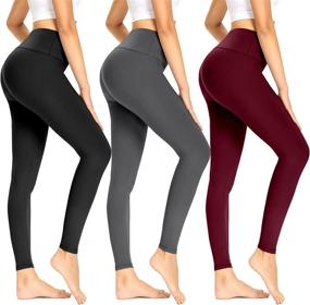 img 4 attached to Opuntia 3 Pack Leggings for Women: High Waisted Tummy Control, Non-See Through Workout Pants